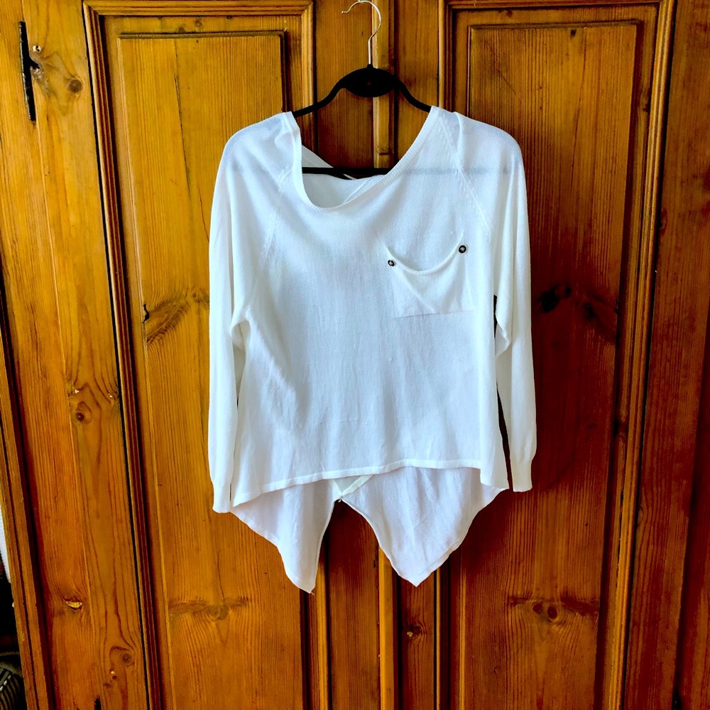 Kerisma a white sweater. Size L. Kerchief flowing design.